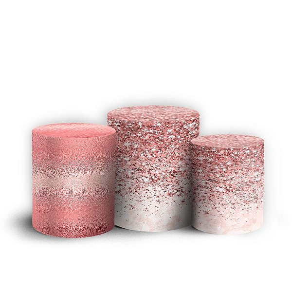 Trio Cilindro - Glitter Rosé - Sublimado 3D + Elástico