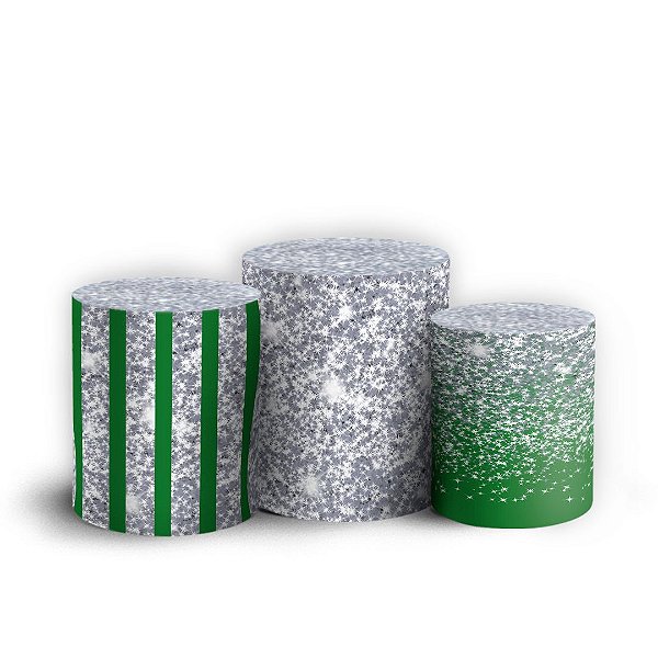 Trio Cilindro - Glitter Prata - Sublimado 3D + Elástico