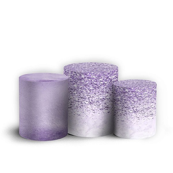 Trio Cilindro - Glitter Lilás - Sublimado 3D + Elástico