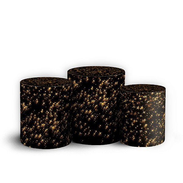 Trio Cilindro - Glitter Dourado - Sublimado 3D + Elástico