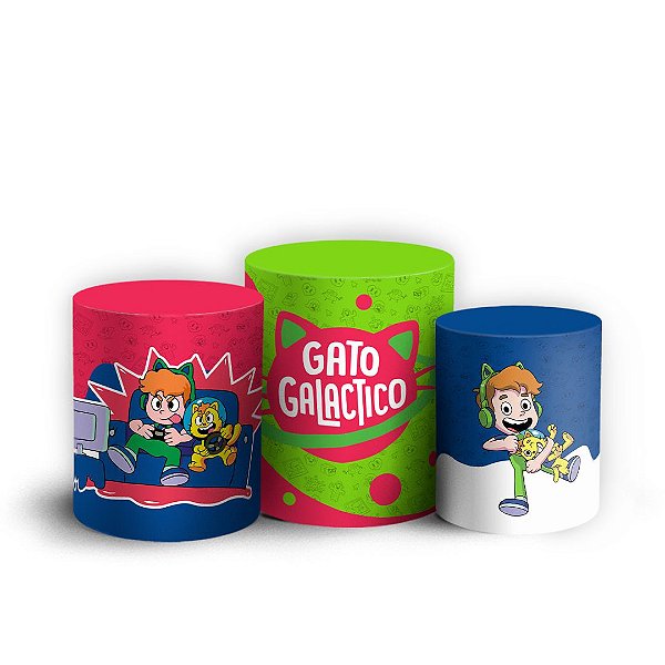 Trio Cilindro - Gato Galactico - Sublimado 3D + Elástico