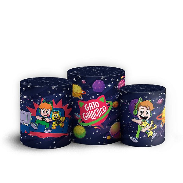 Trio Cilindro - Gato Galactico - Sublimado 3D + Elástico