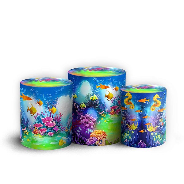 Trio Cilindro - Fundo do Mar - Sublimado 3D + Elástico