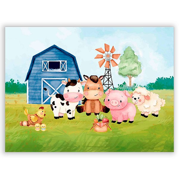 Painel Retangular - Fazenda Aquarela Azul - Sublimado 3D