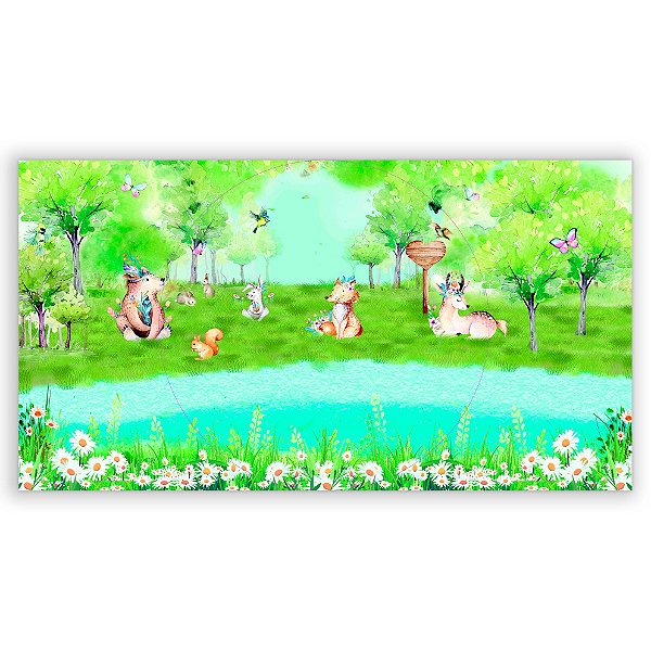 Painel Retangular - Animais Bosque - Sublimado 3D
