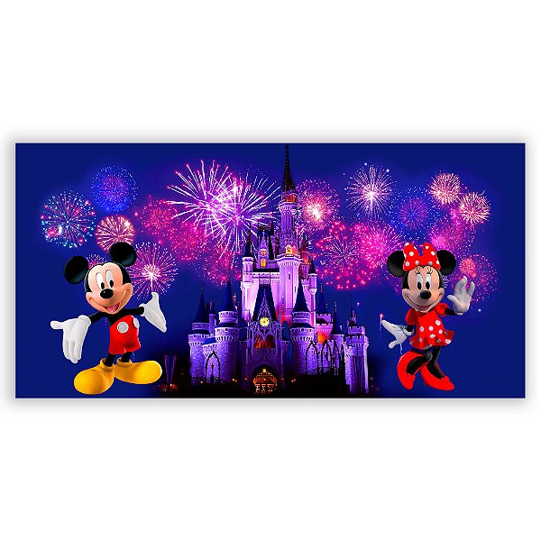 Painel Retangular - Mickey e Minnie Vermelha - Sublimado 3D