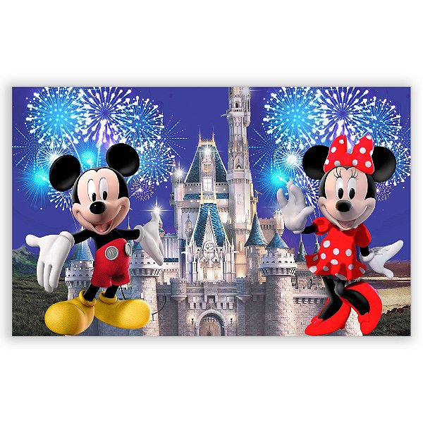 Painel Retangular - Mickey e Minnie Vermelha - Sublimado 3D