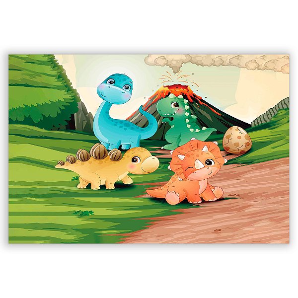 Painel Retangular - Dinossauro Cute - Sublimado 3D