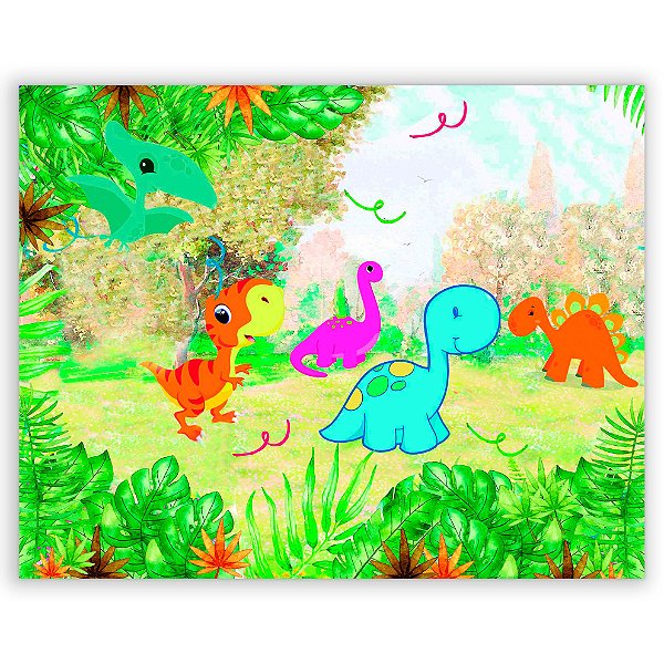Painel Retangular - Dinossauro Cute - Sublimado 3D