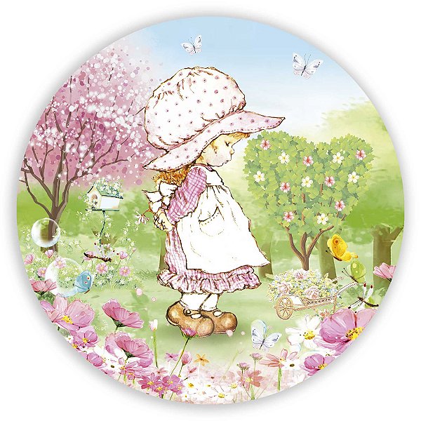 Painel Redondo - Menina Jardim - Sublimado 3D