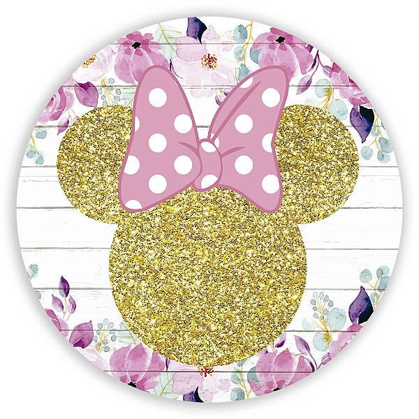 Painel Redondo - Minnie Silhueta Rosa - Sublimado 3D