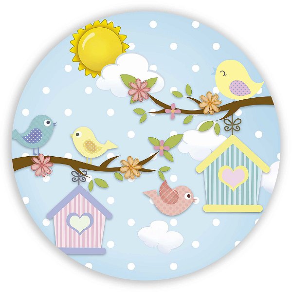 Painel Redondo - Passaros - Sublimado 3D