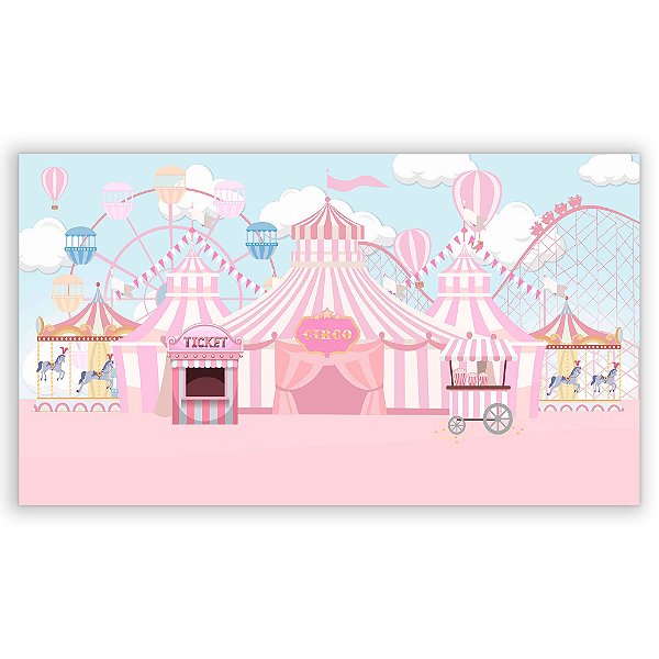 Painel Retangular - Circo Rosa - Sublimado 3D