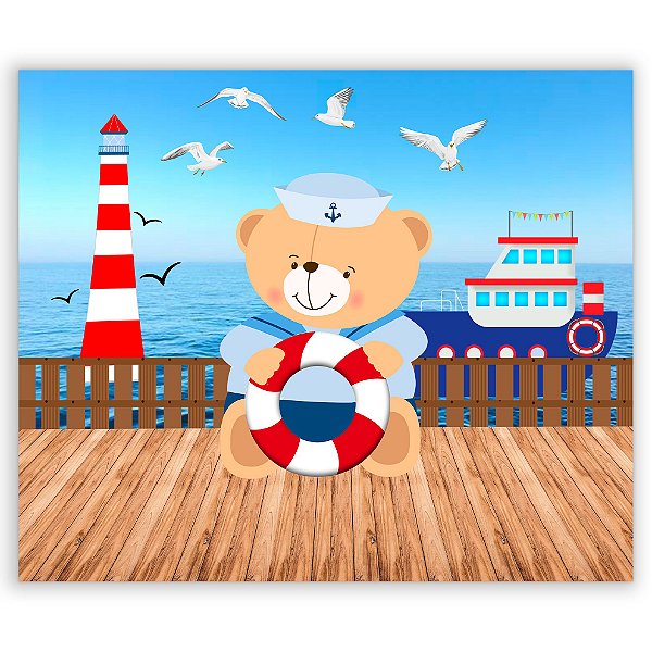 Painel Retangular - Ursinho Marinheiro - Sublimado 3D