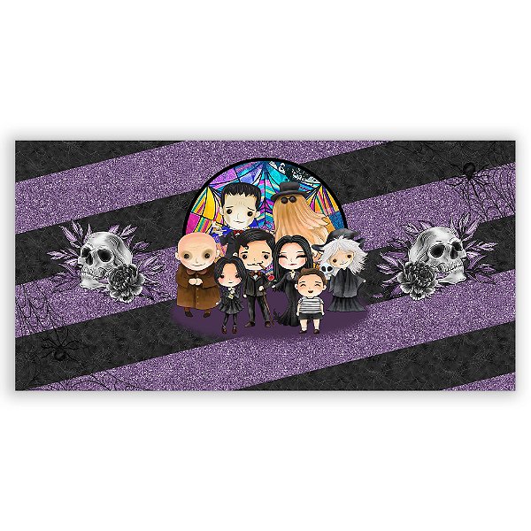 Painel Retangular - Familia Addams Cute - Sublimado 3D