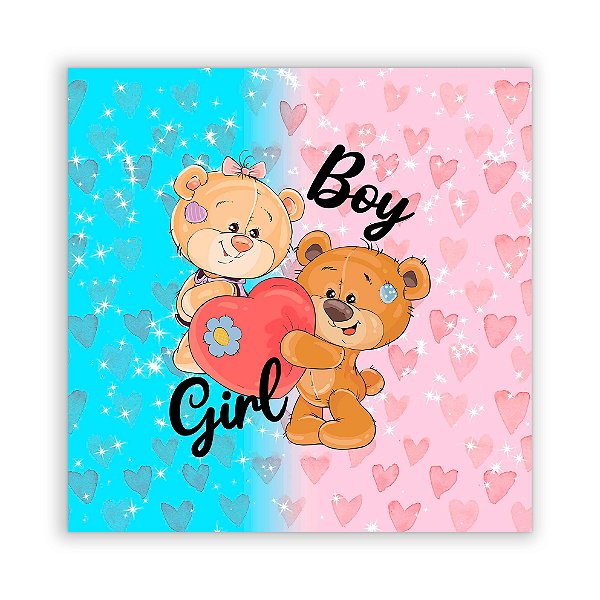 Painel Quadrado - Ursinho Revelação - Sublimado 3D