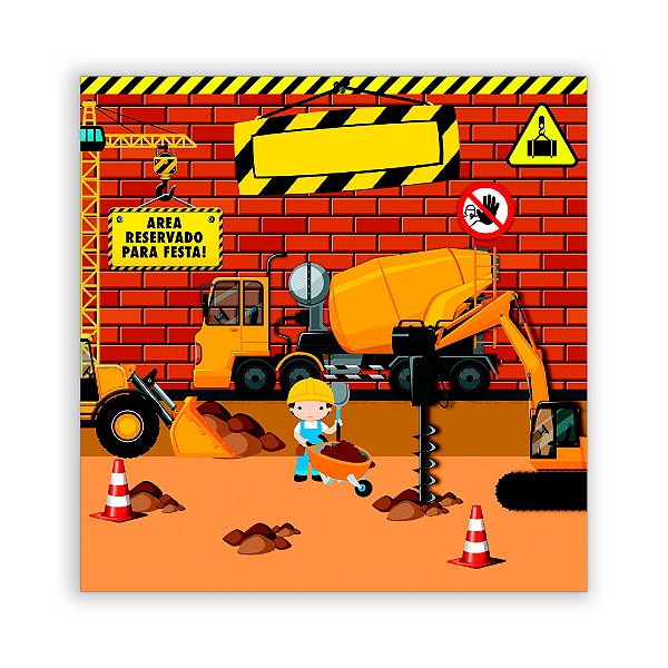 Painel Quadrado - Construção - Sublimado 3D