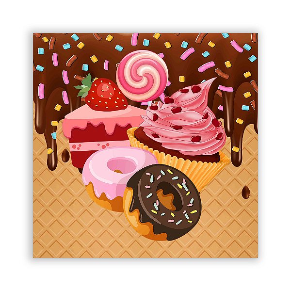 Painel Quadrado - Sorveteria - Sublimado 3D