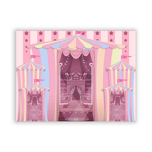 Painel Quadrado - Circo Rosa - Sublimado 3D