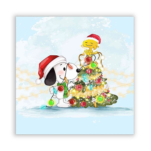 Painel Quadrado - Charlie Brown Snoopy Natal - Sublimado 3D