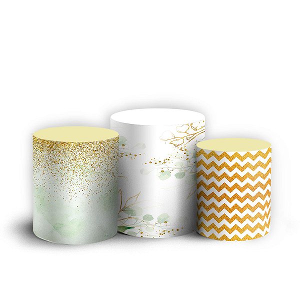 Trio Cilindro - Floral Glitter - Sublimado 3D + Elástico