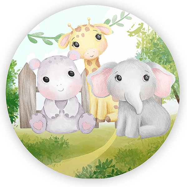 Painel Redondo - Safari Aquarela - Sublimado 3D