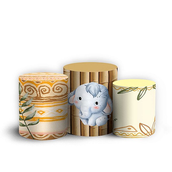 Trio Cilindro - Safari Aquarela - Sublimado 3D + Elástico