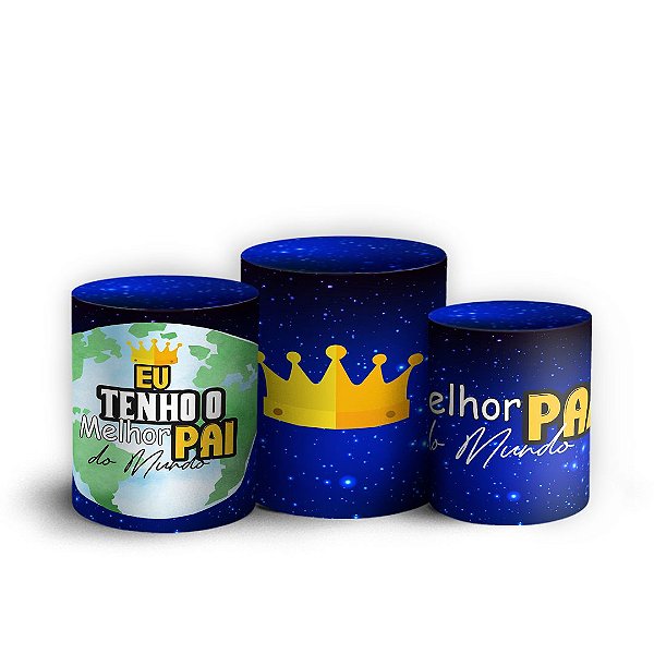 Trio Cilindro - Dia dos Pais Galaxia - Sublimado 3D + Elástico