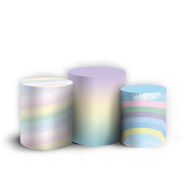 Trio Cilindro - Arco Íris - Sublimado 3D + Elástico