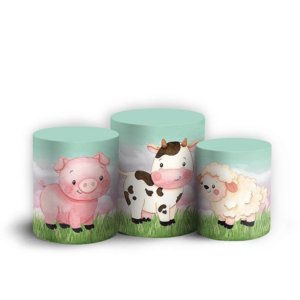 Trio Cilindro - Fazendinha - Sublimado 3D + Elástico