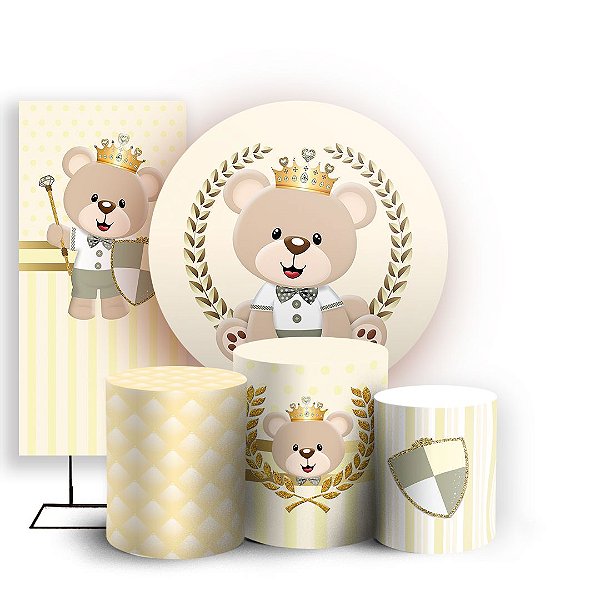 KIT Redondo Trio e Faixa - Príncipe Urso - Sublimado 3D