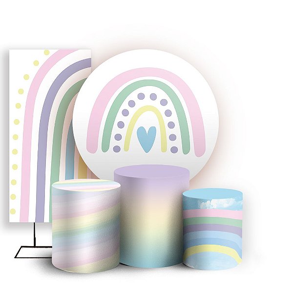 KIT Redondo Trio e Faixa - Arco Íris - Sublimado 3D
