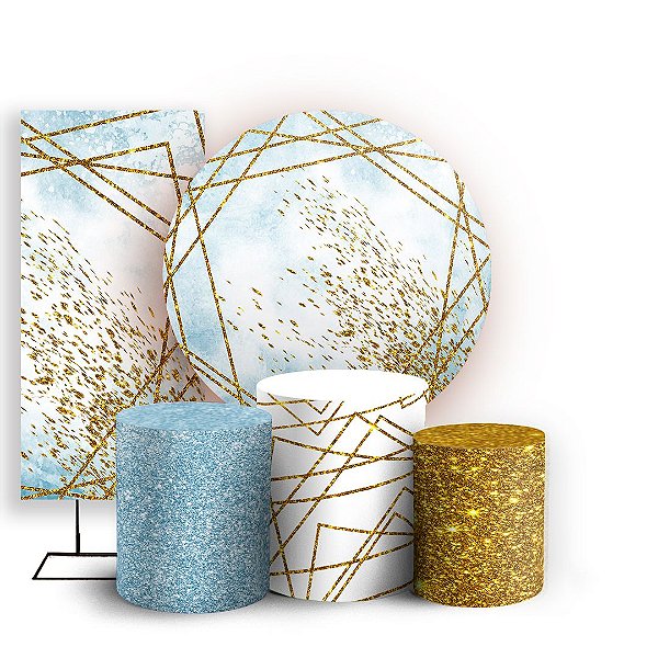 KIT Redondo Trio e Faixa - Abstrato - Sublimado 3D