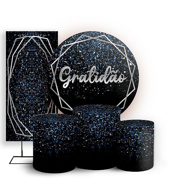 KIT Redondo Trio e Faixa - Gratidão Glitter - Sublimado 3D