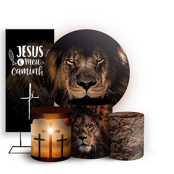 KIT Redondo Trio e Faixa - Religioso Leao - Sublimado 3D