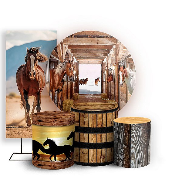 KIT Redondo Trio e Faixa - Cavalo - Sublimado 3D