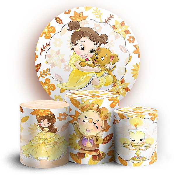 KIT Redondo e Trio - Bela e Fera Cute - Sublimado 3D