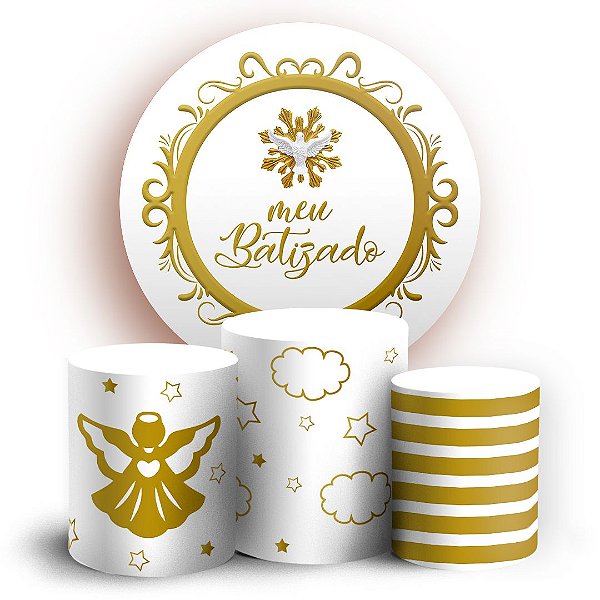 KIT Redondo e Trio - Meu Batizado - Sublimado 3D
