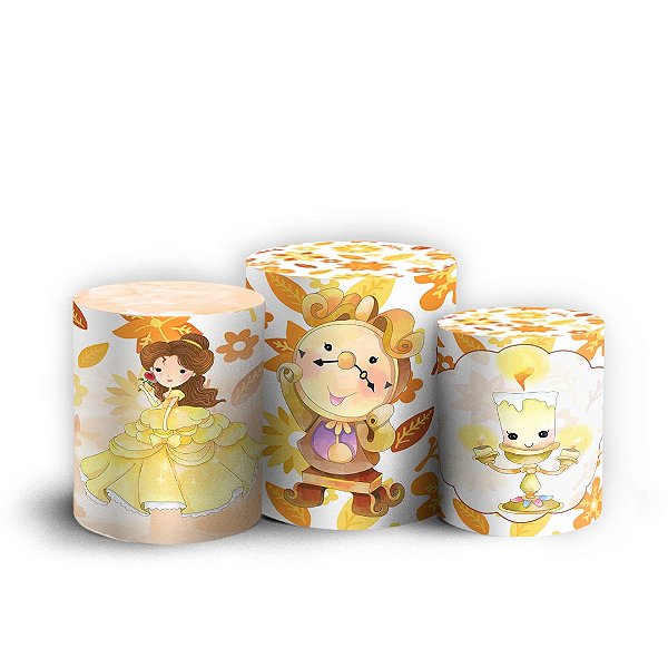 Trio Cilindro - Bela e Fera Cute - Sublimado 3D + Elástico