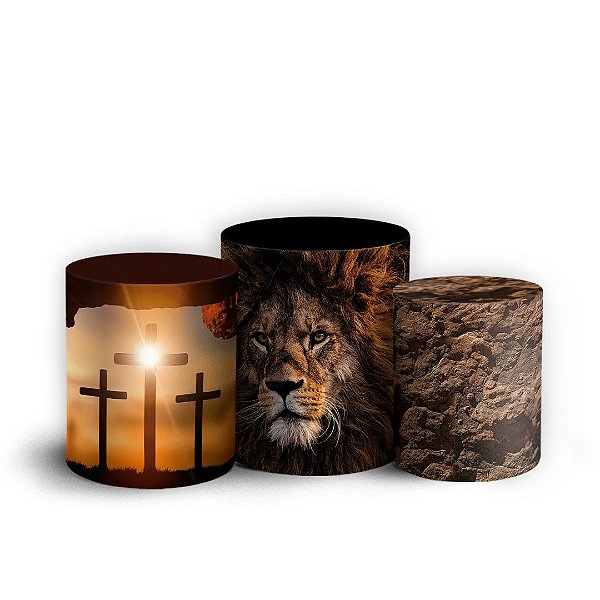 Trio Cilindro - Religioso Leao - Sublimado 3D + Elástico