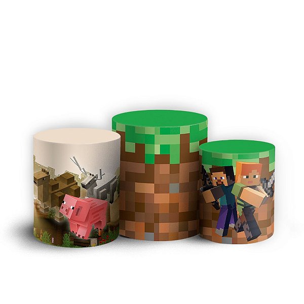 Trio Cilindro - Minecraft - Sublimado 3D + Elástico
