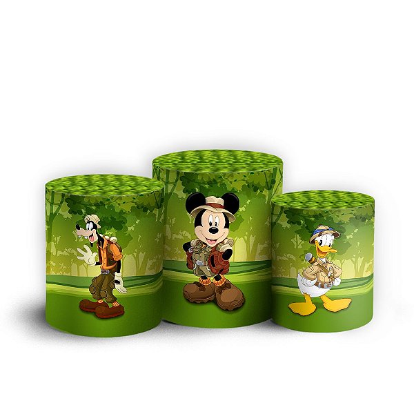 Trio Cilindro - Mickey Safari - Sublimado 3D + Elástico