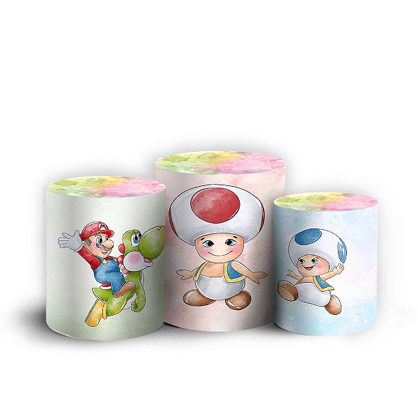 Trio Cilindro - Super Mario - Sublimado 3D + Elástico
