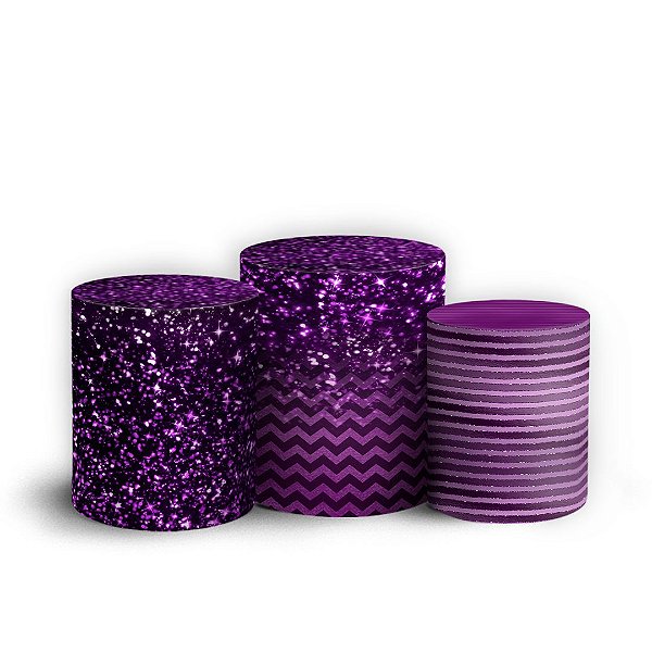 Trio Cilindro - Glitter Roxo - Sublimado 3D + Elástico