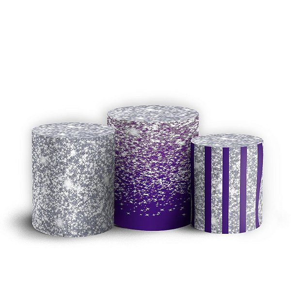 Trio Cilindro - Glitter Roxo - Sublimado 3D + Elástico