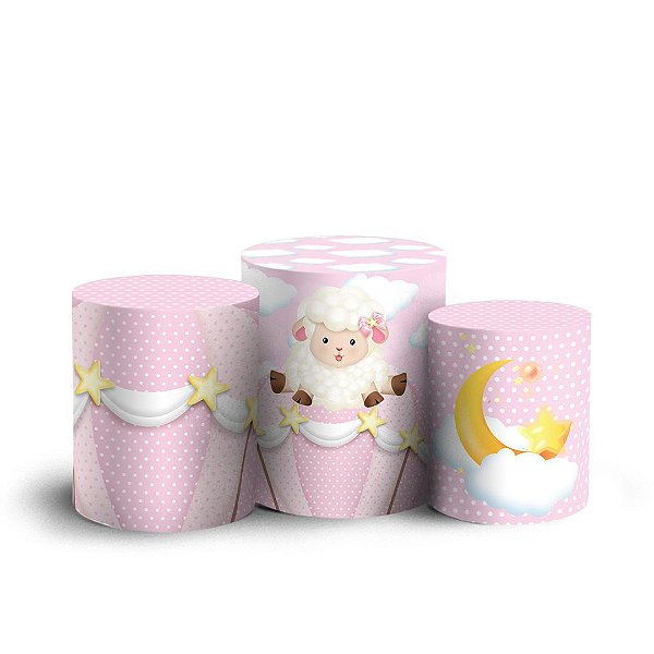 Trio Cilindro - Ovelha Rosa - Sublimado 3D + Elástico