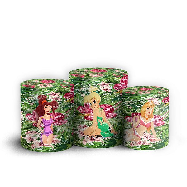 Trio Cilindro - Princesas da Disney Tropical - Sublimado 3D + Elástico
