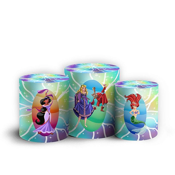 Trio Cilindro - Princesas da Disney - Sublimado 3D + Elástico