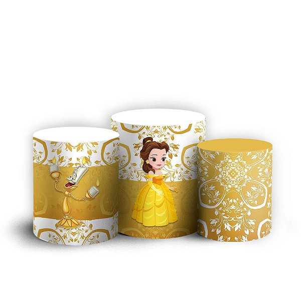 Trio Cilindro - Princesa Bela - Sublimado 3D + Elástico