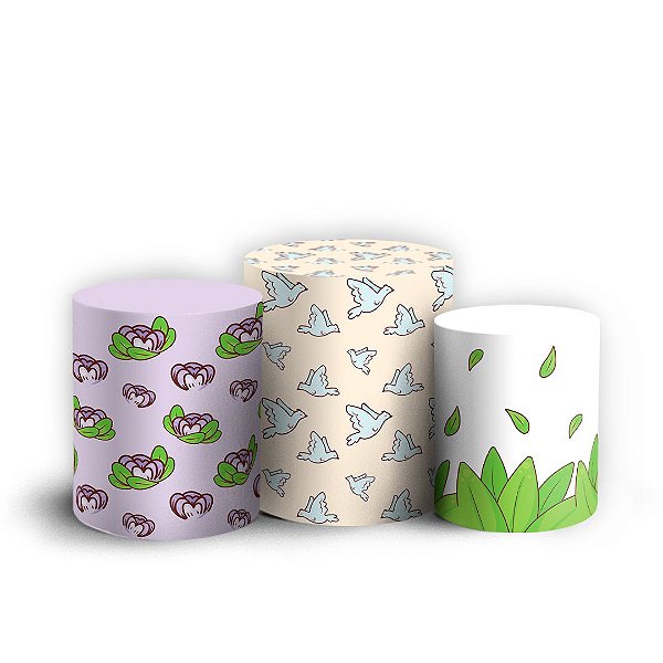 Trio Cilindro - Primeira Comunhão - Sublimado 3D + Elástico